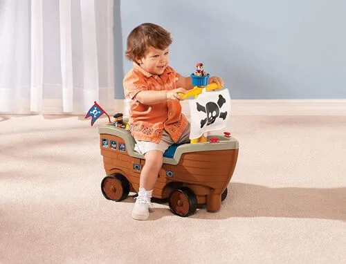 Little Tikes 2-in-1 Pirate Ship Toy – Kids Ride-On Boat with