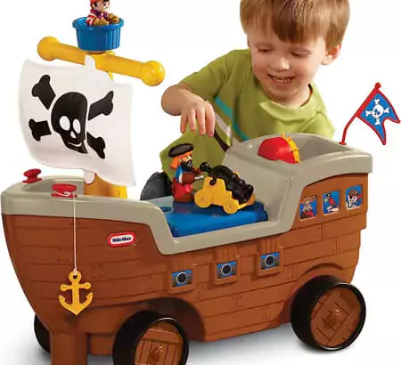 Little Tikes 2-in-1 Pirate Ship Toy – Kids Ride-On Boat with