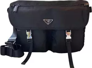 Prada Midnight Black Nylon Fabric Unisex Designer Messenger