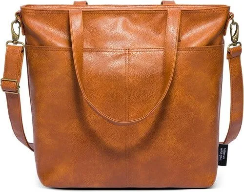 Simple Modern Vegan Leather Tote-Bag for Women | Large Work-